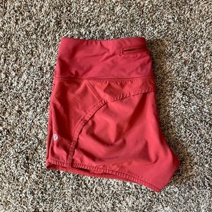 Lululemon Red Shorts Size 4 LINER CUT OUT